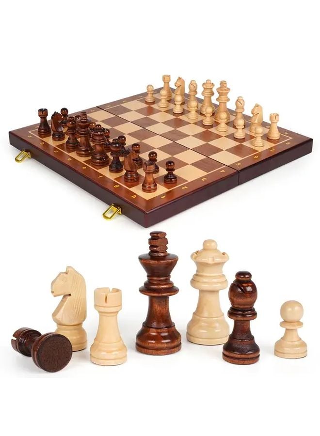 مجموعة شطرنج فاخرة من الخشب الصلب مع ملكتين إضافيتين - لوح قابل للطي 15x35 بوصة - هدية مثالية - Image 2
