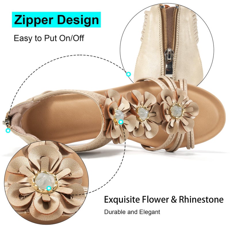 FUDYNMALC Womens Sandals Wedge Shoes: All-Day Comfort Dressy Wedges 2026 with Zipper Open Toe Summer Gladiator Sandals for Casual - Image 4