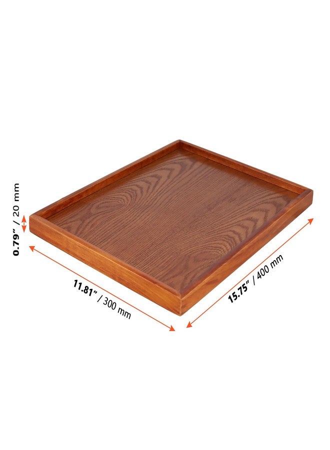 SINJEUN 4 PCS Solid Acacia Wood Serving Trays, 15.7" x 11.8" Rectangular Wooden Platters, Large Wood Platter for Food Vegetable Fruit Charcuterie Appetizer Dessert Cookie Coffee, Brown - Image 2