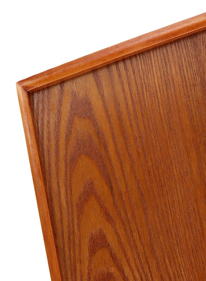 SINJEUN 4 PCS Solid Acacia Wood Serving Trays, 15.7" x 11.8" Rectangular Wooden Platters, Large Wood Platter for Food Vegetable Fruit Charcuterie Appetizer Dessert Cookie Coffee, Brown - Image 3