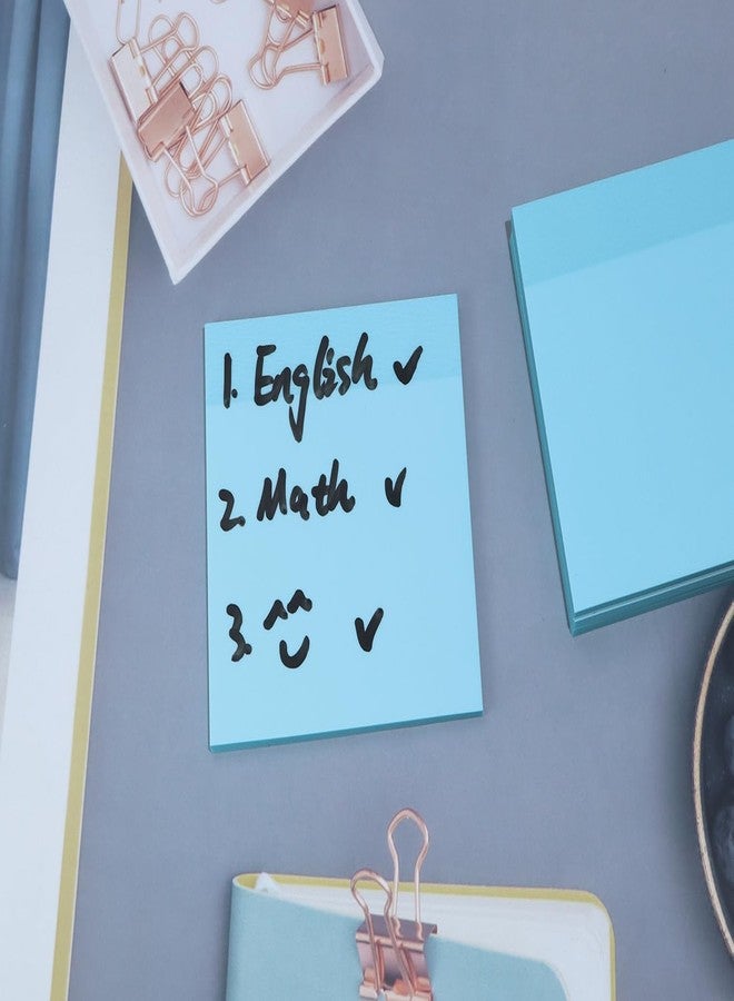 ONLYKXY 4 Pack Transparent Sticky Notes 3x3in Waterproof Self-Stick Book Tabs 200 Sheets PET Markers Sticky Notes Pad (Light Blue) - Image 5