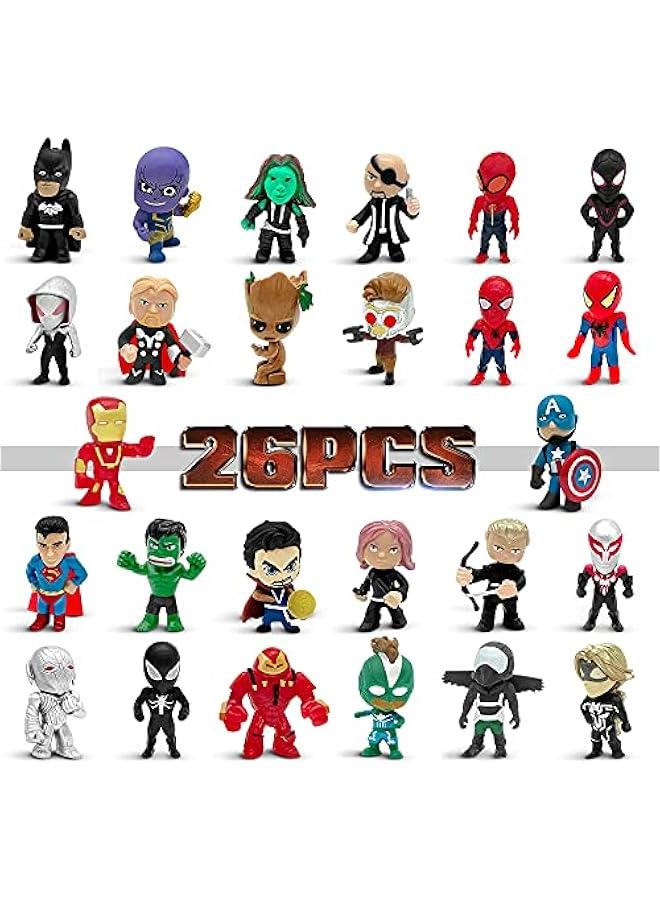 Mini Superhero Toys, 26 pcs Superhero Minifigures Small Action Figures Superhero Party Birthday Decorations for Kids’  Stocking,  Eggs Cake Toppers Collectibles  - Image 1