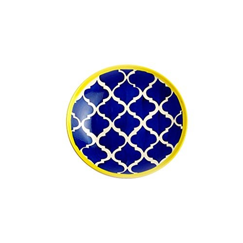 Caffeine Ceramic Handmade Stoneware Blue umrao Quarter Plate 7” (Set of 1 Microwave & Dishwasher Safe) - Image 3