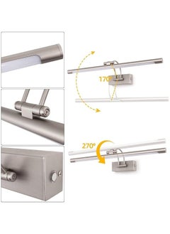 HUA QIANG WANG LED Mirror Front Light Brushed Nickel Bathroom Vanity Light Fixture with Switch,15W 60CM Cabinet Picture Wall Light, 3-Color Indoor Lighting Wall Sconce Bedside Lamp  - Image 2