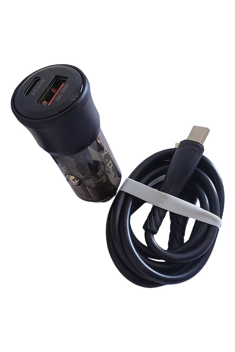 اكس - بلس شاحن سيارة X-Plus بقوة 48 واط - PD + USB | شحن سريع وآمن أثناء القيادة مع كابل تايب سى - Image 1