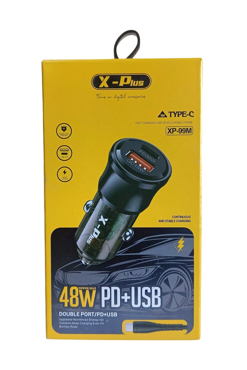 اكس - بلس شاحن سيارة X-Plus بقوة 48 واط - PD + USB | شحن سريع وآمن أثناء القيادة مع كابل تايب سى - Image 2