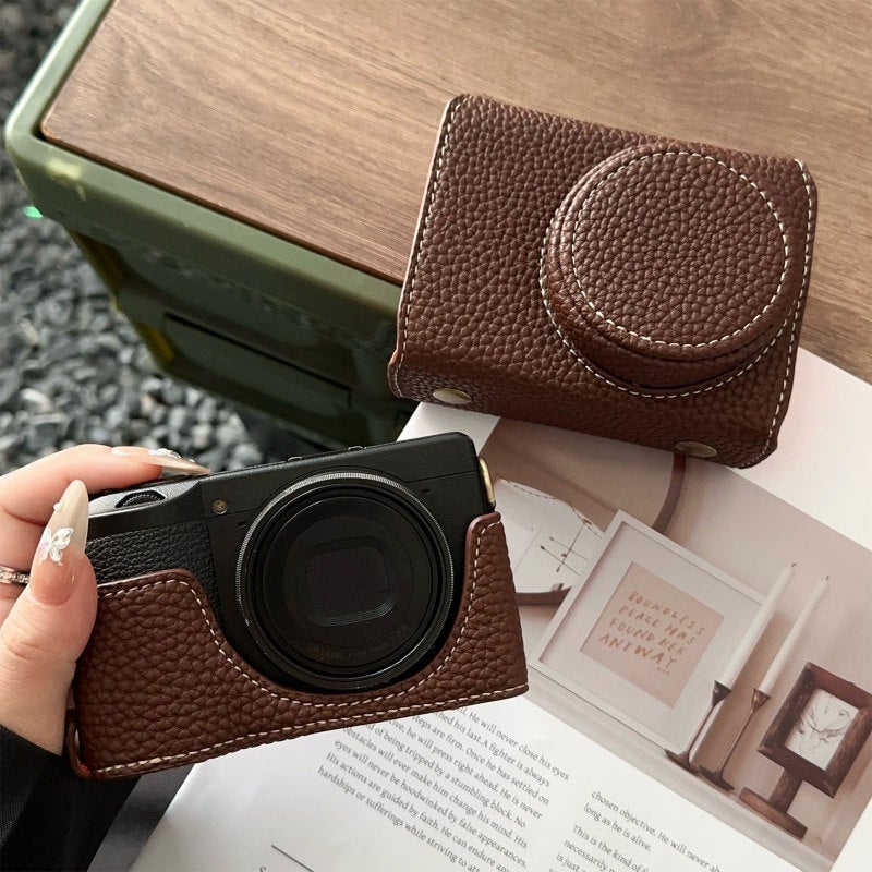 Vintage Leather Camera Half Case: Brown PU Leather, Custom Fit for GR IIIx GR III GRIII GR3 Cameras - Enhanced Grip, Tripod Compatible for Photographers - Image 5