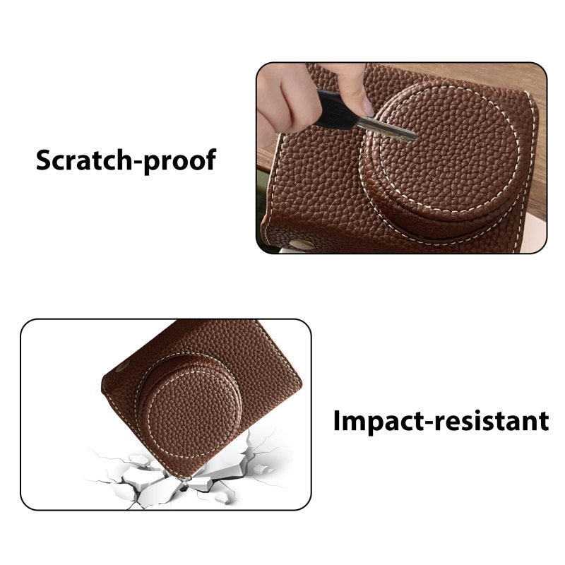 Vintage Leather Camera Half Case: Brown PU Leather, Custom Fit for GR IIIx GR III GRIII GR3 Cameras - Enhanced Grip, Tripod Compatible for Photographers - Image 2