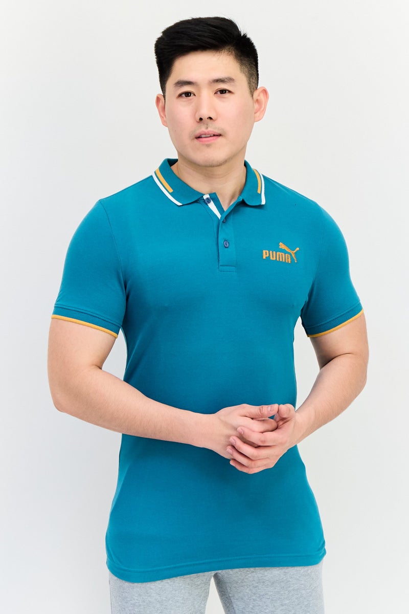PUMA Men Slim Fit Short Sleeves Outdoor Polo Shirt, Teal Green - Image 1