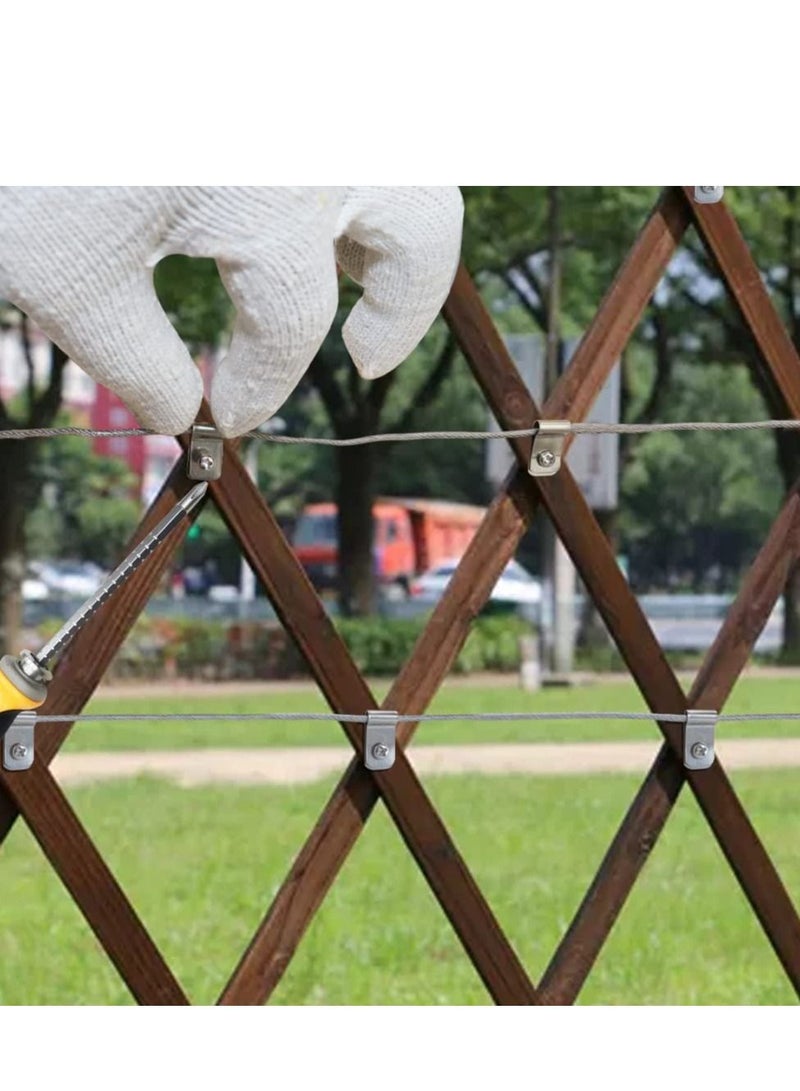 SYOSI Wire Fence Clips 200 Pcs Stainless Steel Fence Wire Clamps with Screws Metal Cord Clamp for Mount 12-16 Gauge Welded Wire to Wood Metal Fencing Tube Wire Cord Installation - Image 4