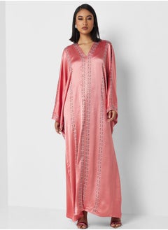 Bell Sleeved Abaya With Shimmer Detail