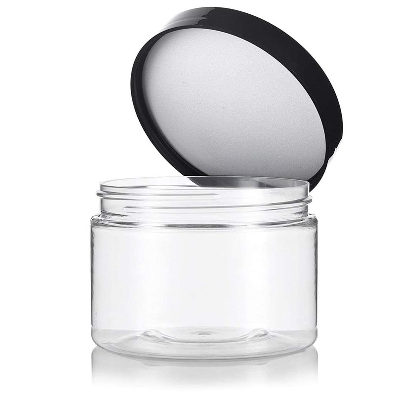 RIVUGJA RIVUGJA Multipurpose Frosted Glass Empty JarContainer with Black Cap 50GR 50ml for Beauty Cream Blends Skin Care Hair Care Travel Toners Lip Balm Cosmetic etc Transparent Pack of 4  - Image 1