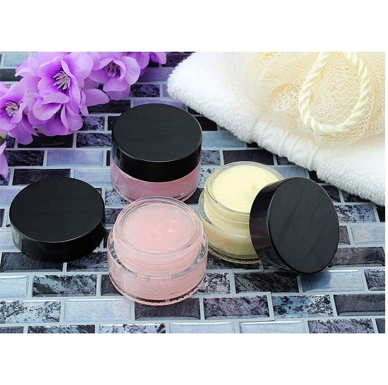 RIVUGJA RIVUGJA Multipurpose Frosted Glass Empty JarContainer with Black Cap 50GR 50ml for Beauty Cream Blends Skin Care Hair Care Travel Toners Lip Balm Cosmetic etc Transparent Pack of 4  - Image 4