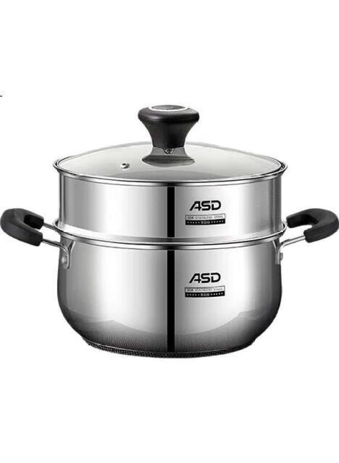 Asd (Aishida) Soup Pot, 304 Stainless Steel Small Steamer Pot, With Steamer Insert Stew Pot, 20Cm, Compatible With Gas And Induction Cookers, Milk Pot B1-Z - Image 3
