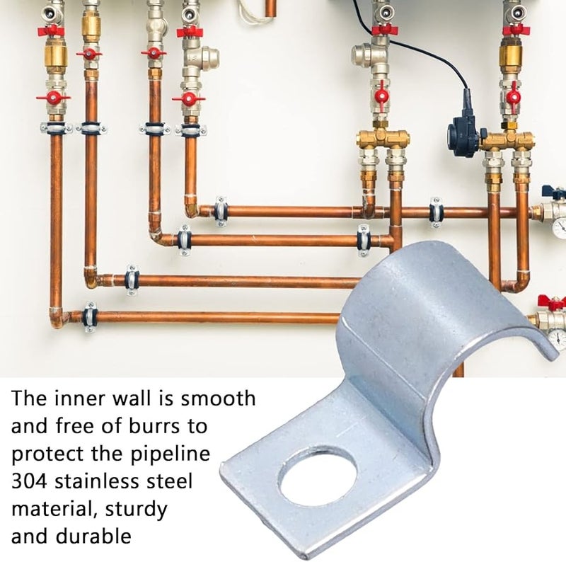 مشبك أنبوب بفتحة واحدة 14 ملم مطلي بالزنك من الفولاذ المقاوم للصدأ، مشبك سرج لحلقات المطاط - Image 3