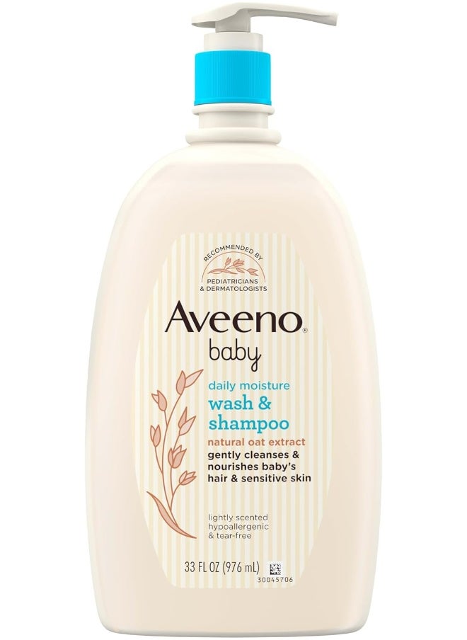 Aveeno Baby Aveeno Baby Gentle Wash & Shampoo with Natural Oat Extract, Tear-Free, Lightly Scented, 33 Fl. Oz  - Image 1