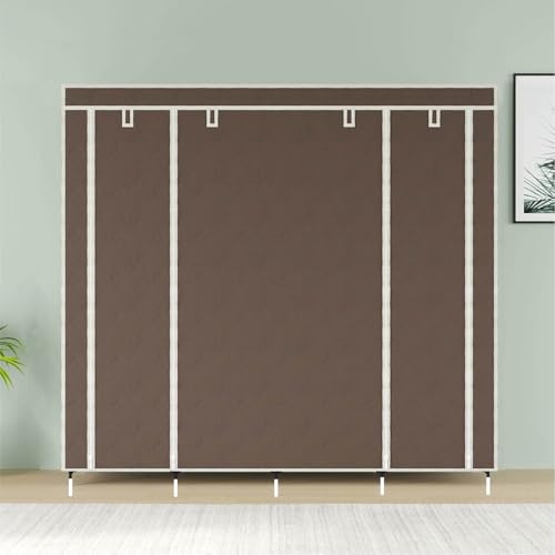 GTC 12-Shelf Collapsible Wardrobe – Portable Foldable Brown Almirah with Plastic Frame, Fancy Layer Rack for Clothes Organizer (Model 88370) - Image 4