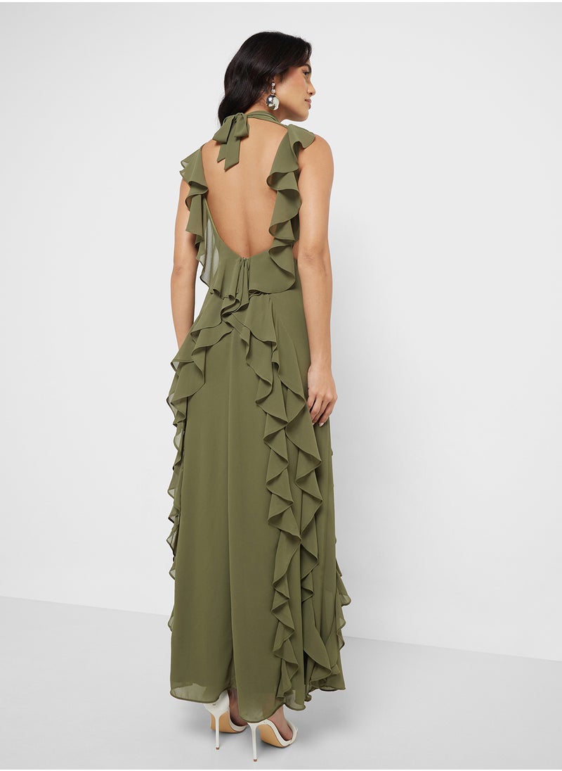 TFNC Open Back And  Ruffle Detail Maxi Dress  - Image 2