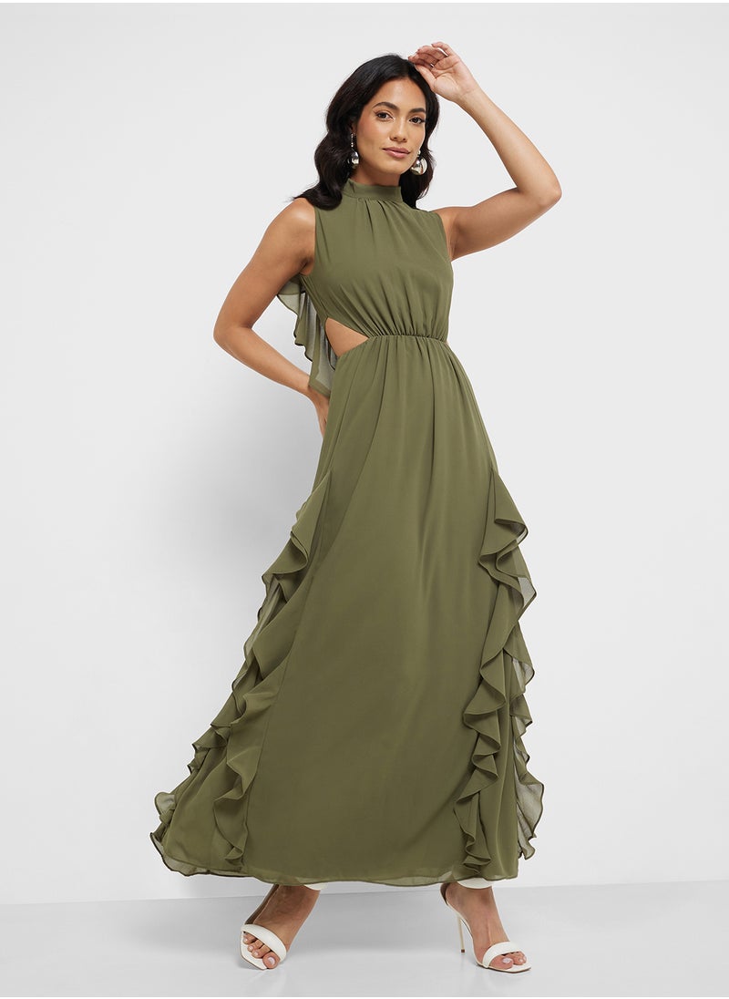 TFNC Open Back And  Ruffle Detail Maxi Dress  - Image 4