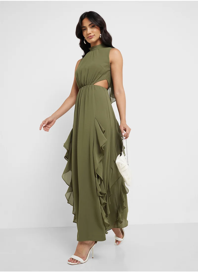 TFNC Open Back And  Ruffle Detail Maxi Dress