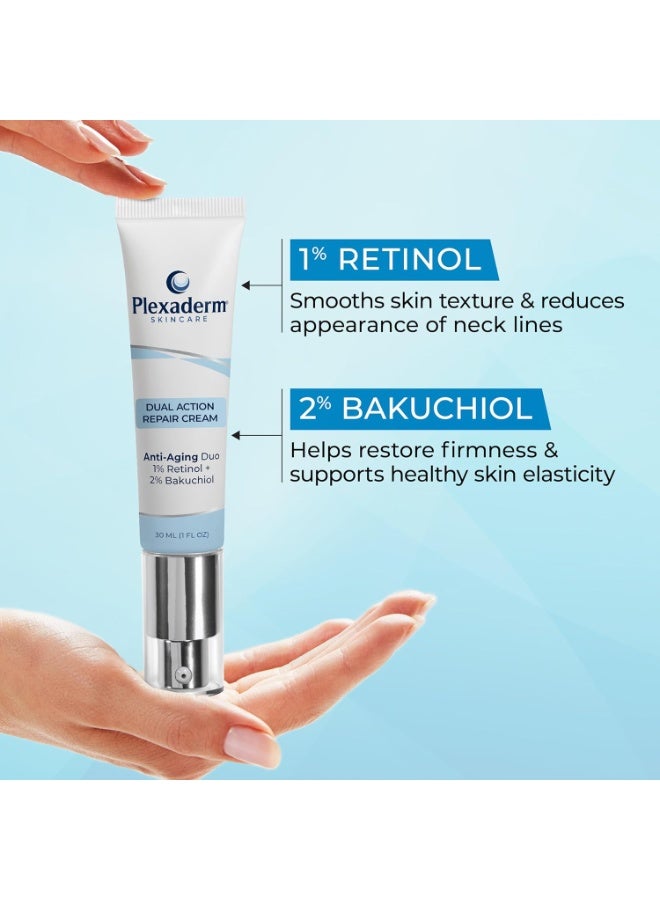 Plexaderm Dual Action Repair 1% Retinol Face Cream. Anti Aging Cream Serum with Retinol, Bakuchiol, and Hyaluronic Acid to Fight Fine Lines and Wrinkles, 1 fl. oz. - Image 3