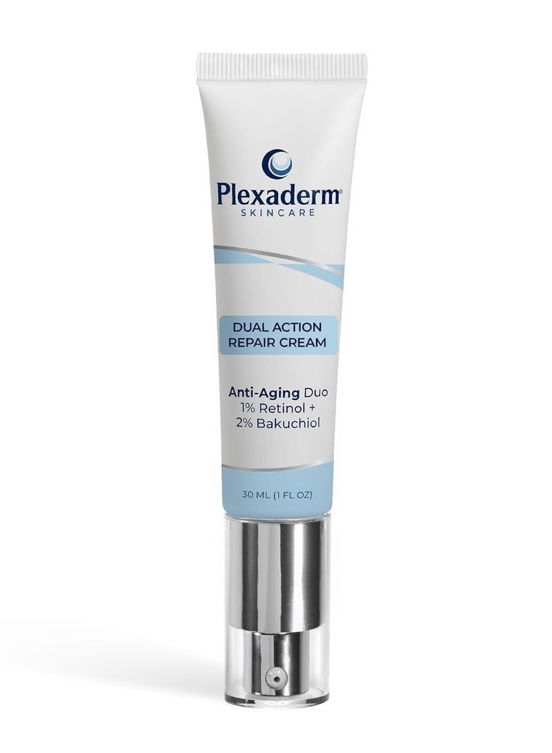 Plexaderm Dual Action Repair 1% Retinol Face Cream. Anti Aging Cream Serum with Retinol, Bakuchiol, and Hyaluronic Acid to Fight Fine Lines and Wrinkles, 1 fl. oz. - Image 1