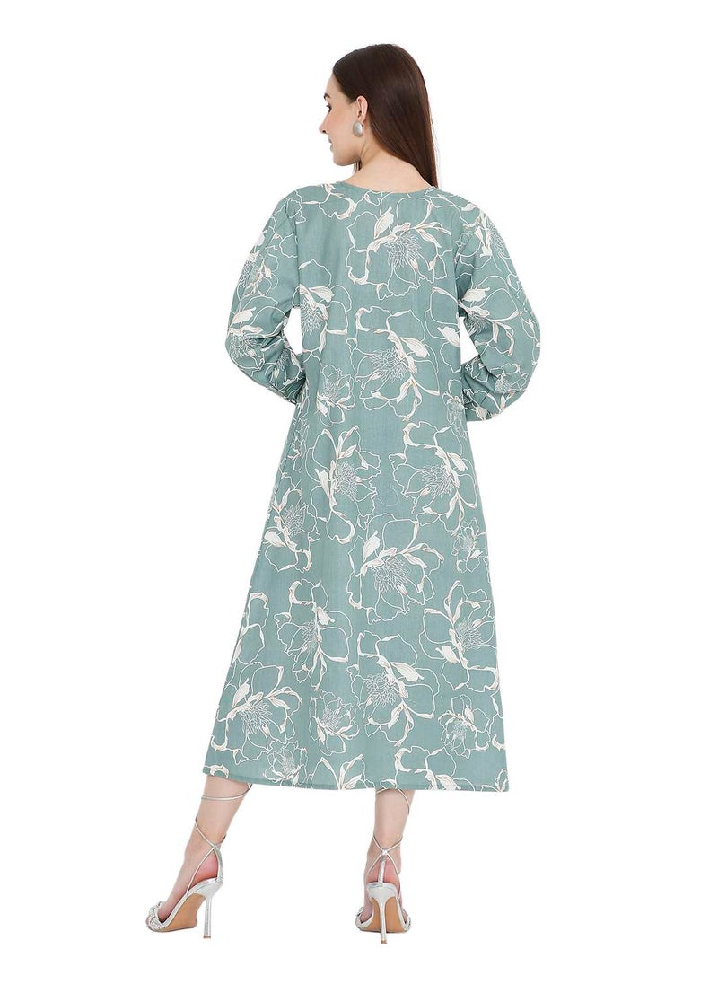 HANA & SARA UNIQUE PRINTED SHORT FARASHA MODEST WEAR ARABIC KAFTAN JALABIYA DRESS  - Image 2