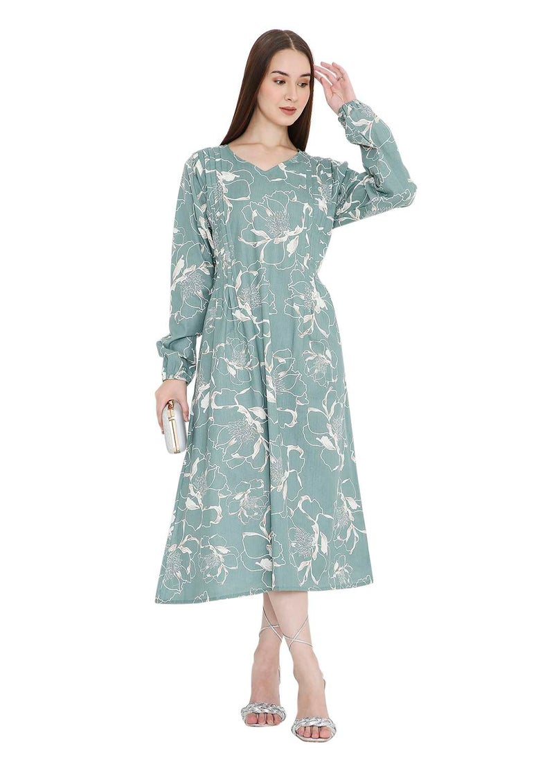 HANA & SARA UNIQUE PRINTED SHORT FARASHA MODEST WEAR ARABIC KAFTAN JALABIYA DRESS  - Image 5