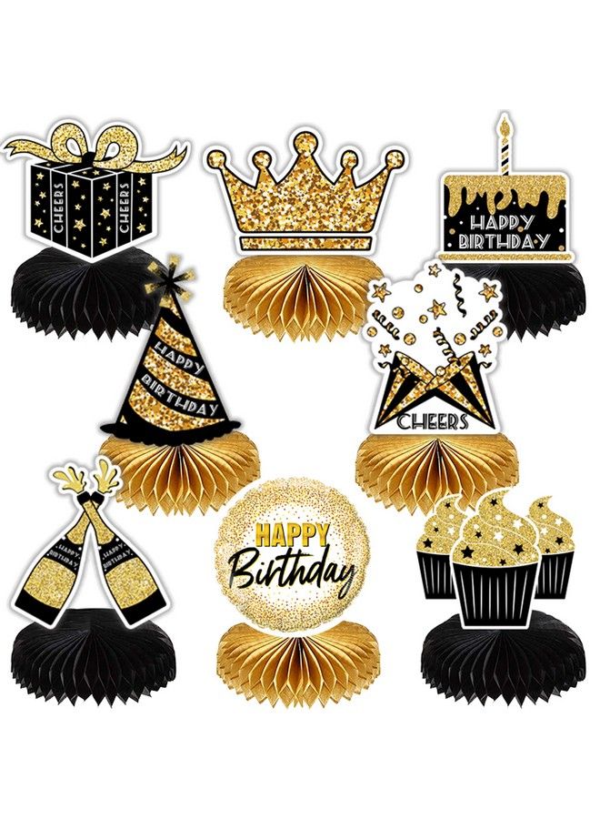 TSJ 8 Pieces Happy Birthday Honeycomb Centerpieces Party Table Decorations Table Toppers For Birthday Party Supplies - Image 1