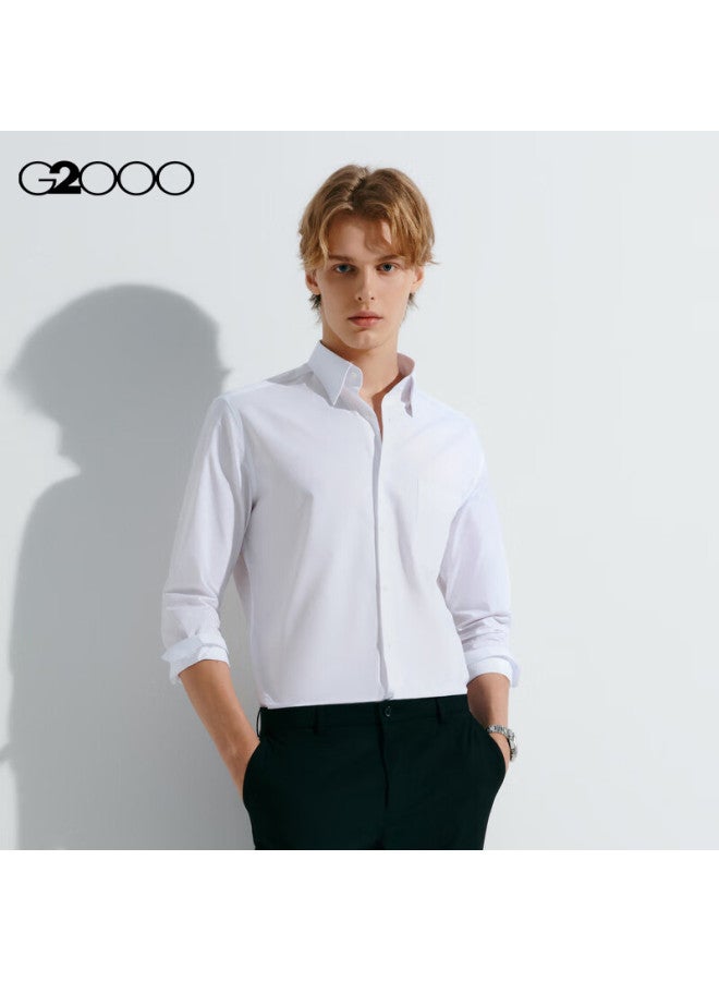 G2000 Non-Iron Wrinkle-Resistant Spring And Autumn Mall Same Style Cotton Blend Formal Long Sleeve Shirt White M/05 - Image 2