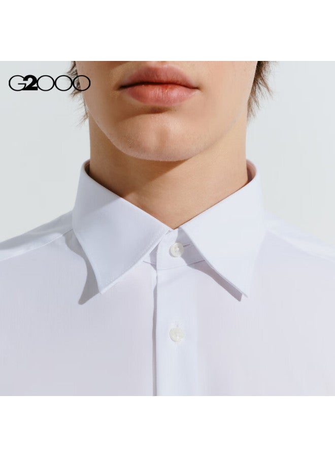 G2000 Non-Iron Wrinkle-Resistant Spring And Autumn Mall Same Style Cotton Blend Formal Long Sleeve Shirt White M/05 - Image 3
