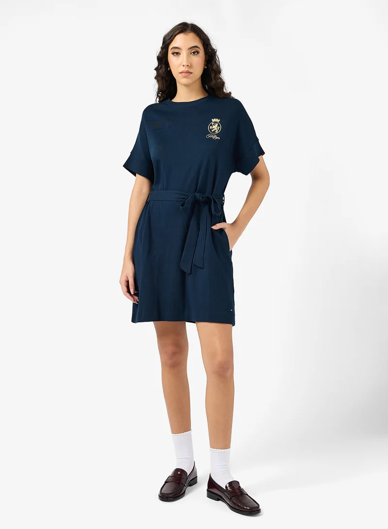 TOMMY HILFIGER Belt Detail Short Sleeve Tshirt Dress