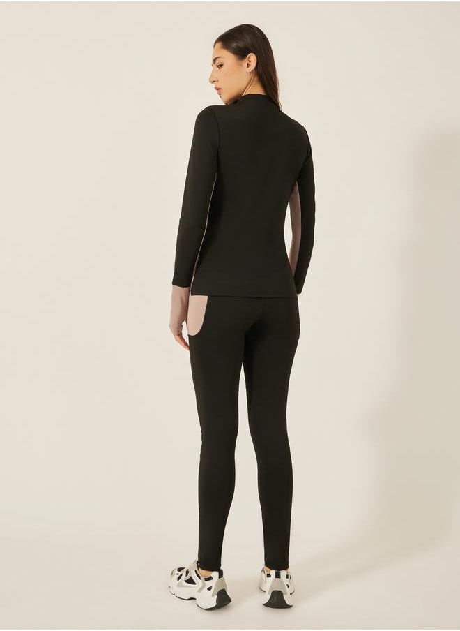 Styli - COLORBLOCK HALF ZIP THUMBHOLE LS TOP and LEGGING ACTIVE SET - Image 1