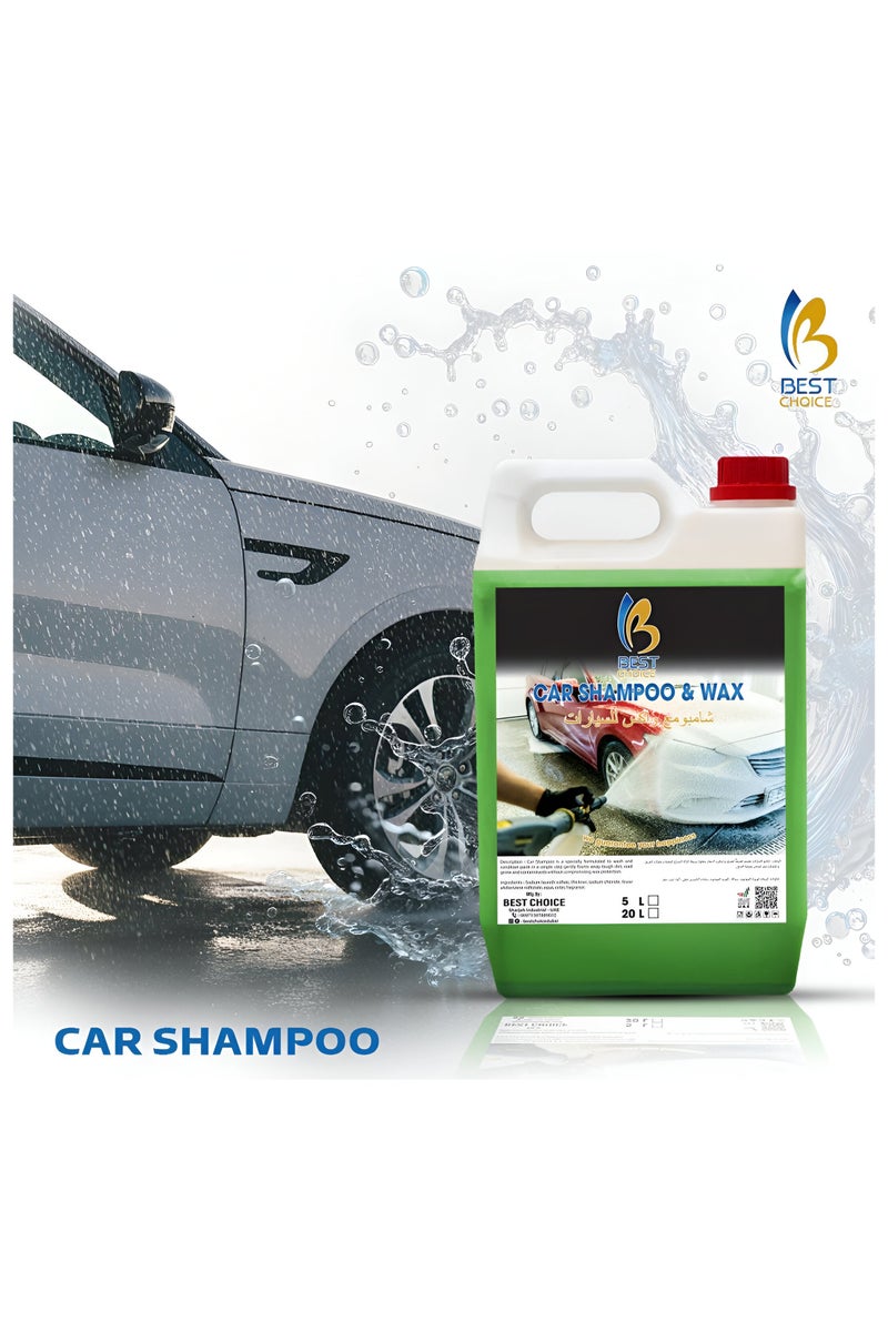 Best Choice Car Shampoo and Wax 5L - High Foam Car Wash Soap, Cleans & Protects, Safe for All Paint Finishes, Professional Car Detailing Formula - Image 2