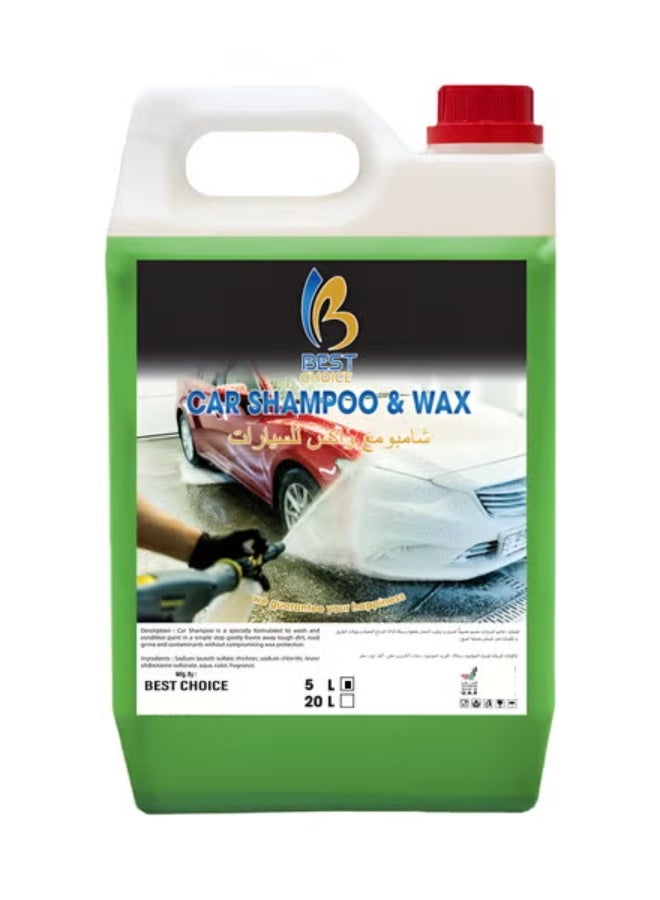 Best Choice Car Shampoo and Wax 5L - High Foam Car Wash Soap, Cleans & Protects, Safe for All Paint Finishes, Professional Car Detailing Formula - Image 1
