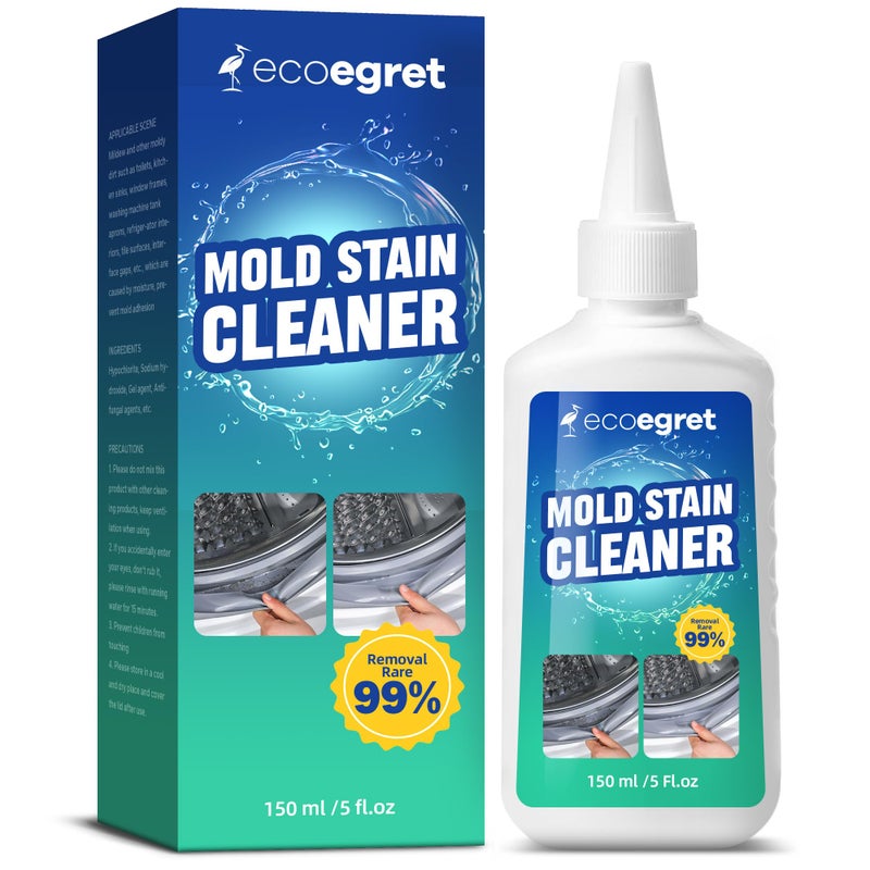 EcoEgret Mold Stain Remover Gel (5 Fl Oz), Multifunctional Mold Stain Remover, Heavy Duty Stain Gel Cleaner for Front Loader Washing Machine Seal, Bathroom Grout, Shower, Caulk - Image 1