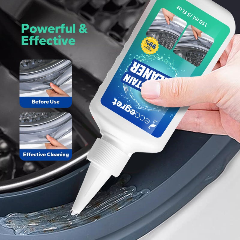 EcoEgret Mold Stain Remover Gel (5 Fl Oz), Multifunctional Mold Stain Remover, Heavy Duty Stain Gel Cleaner for Front Loader Washing Machine Seal, Bathroom Grout, Shower, Caulk - Image 2