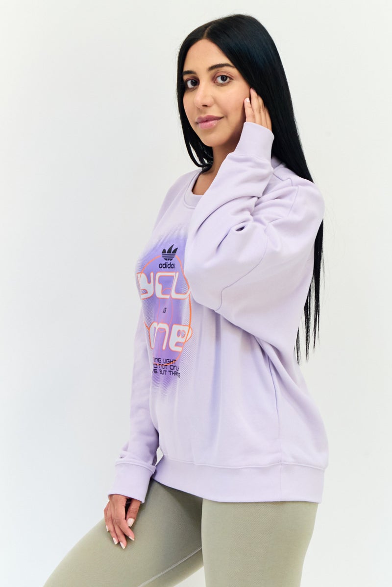 adidas Originals Women Sportswear Fit Long Sleeves Outdoor Sweatshirt, Lavender  - Image 2