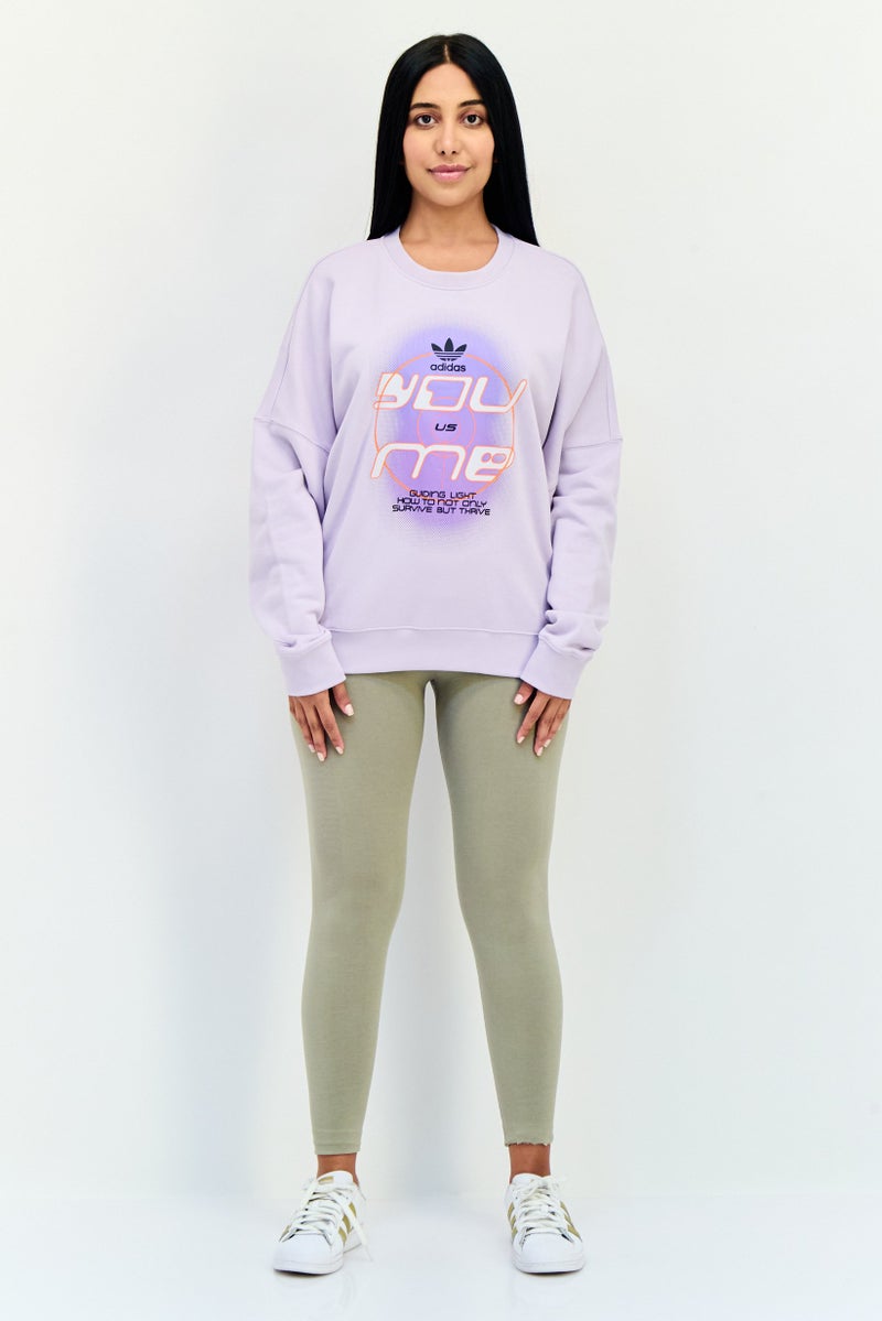 adidas Originals Women Sportswear Fit Long Sleeves Outdoor Sweatshirt, Lavender  - Image 4