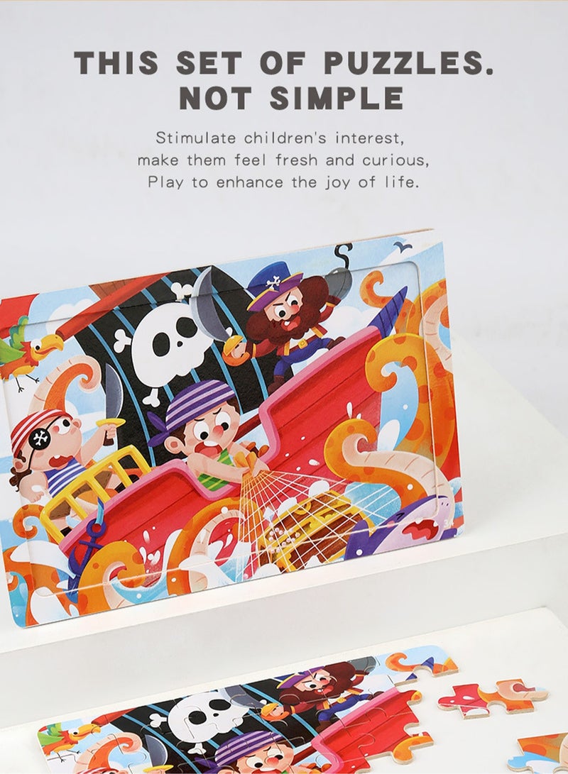Children's Educational Wooden Cartoon Series Jigsaw Puzzles Suitable Gift Bag Pack - Image 3