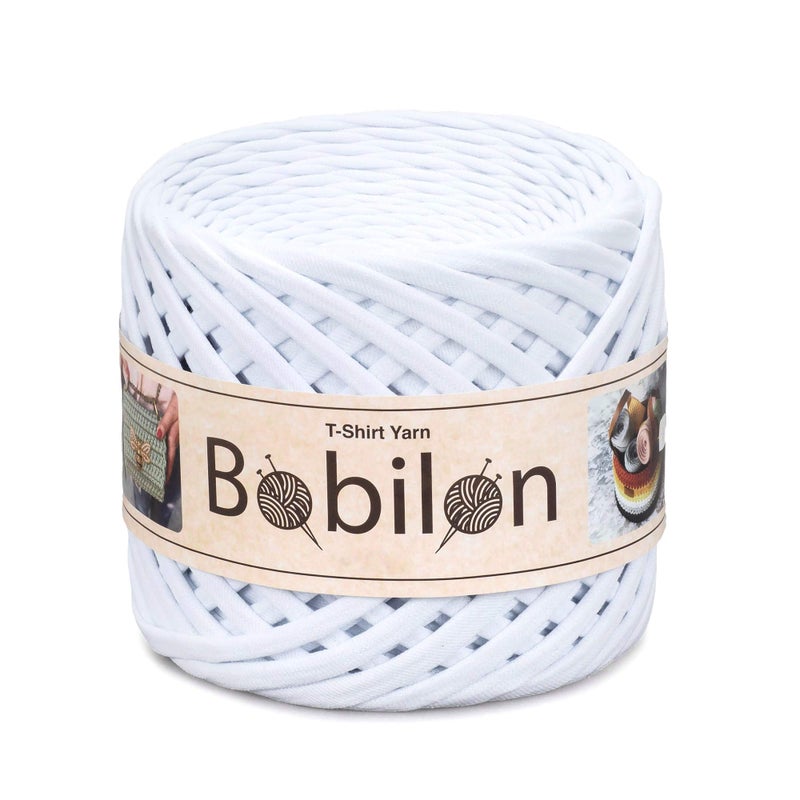 TShirt Yarn Fettuccini Zpagetti Style 79 mm Yarn for Crocheting Knitting Macrame Ribbon Cotton Fabric Snow White