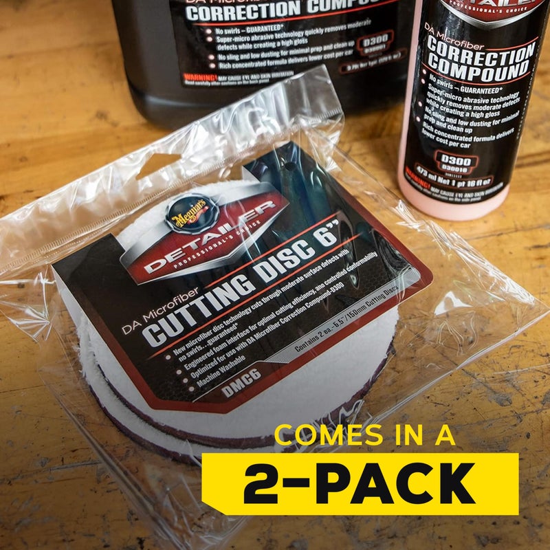 Meguiar's DA 6â€ Microfiber Cutting Disc, Microfiber Pads Compatible with a DA Polisher for Car Detailing, That Removes Moderate Scratches, Swirls, and Paint Defects, 2 Pack - Image 5