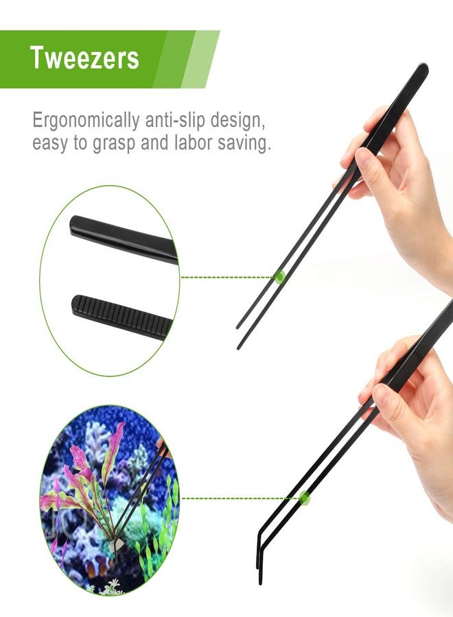 Catcan Quarium Aquascape Tools Kits, 4 in 1 Anti-Rust Aquatic Plant Aquascaping Tool Stainless Steel Black Tweezers Scissors Spatula for Aquarium Tank Clean Fish Tank Aquascape Tools Sets (black) - Image 5