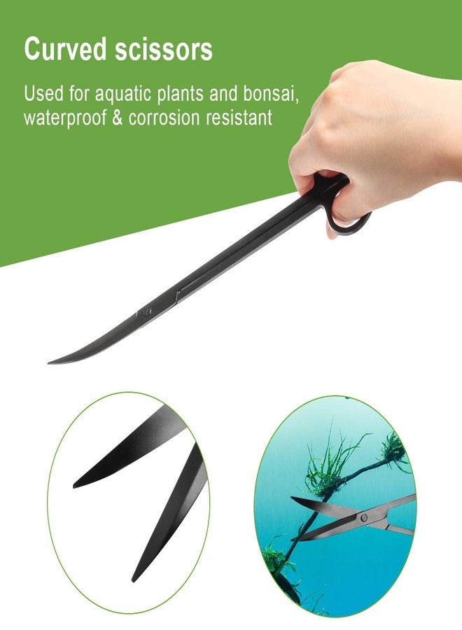 Catcan Quarium Aquascape Tools Kits, 4 in 1 Anti-Rust Aquatic Plant Aquascaping Tool Stainless Steel Black Tweezers Scissors Spatula for Aquarium Tank Clean Fish Tank Aquascape Tools Sets (black) - Image 4