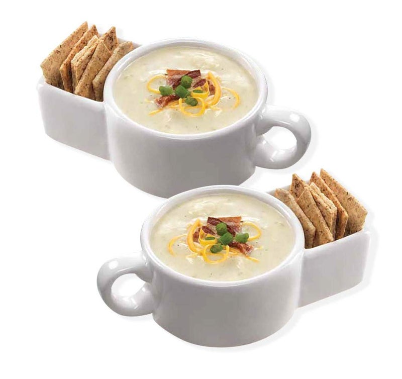 TIYOORTA TIYOORTA Kitchen Gadgets Soup and Cracker Mug or Cereal Bowl Ceramic Saltine crackers Soup Mugs with Handles for Cookies and Milk Veggie Snack  Dip Cup 2 PCS
