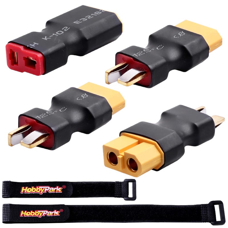 Hobbypark T Plug Deans Style to XT60 Connector Adapter RC Lipo Battery Charger Conversion wBattery Straps - Image 3