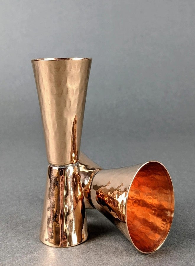 Sertodo Copper Double Sided Jigger, 1 oz and 2 oz Measured Shots, Hand Hammered 100% Pure Copper, Single - Image 2