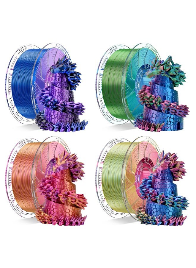 chitu systems Conjure Silk PLA Multicoloured Filament Set, PLA Filament 1.75 mm Tri-Colour for 3D Printers, Silk Look, 4 kg (4 x 1 kg) - Image 1