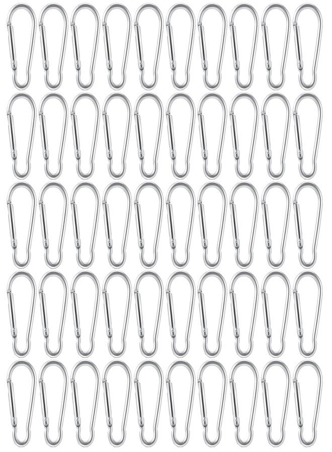 SAMLOO 100pcs Mini Aluminum Bulk Carabiner Spring Clip Hook Keychain Buckle Pack Carabeaner for Camping Hiking Rv Fishing Bottle Backpack Traveling, Silver - Image 1
