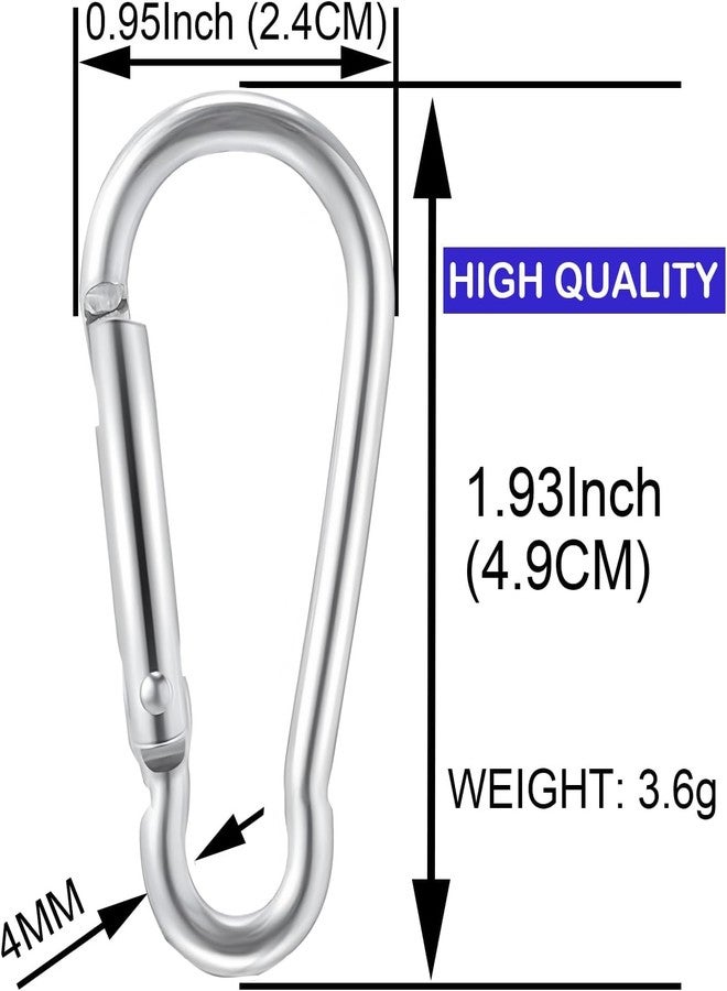 SAMLOO 100pcs Mini Aluminum Bulk Carabiner Spring Clip Hook Keychain Buckle Pack Carabeaner for Camping Hiking Rv Fishing Bottle Backpack Traveling, Silver - Image 3